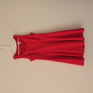 H&M Women's Red Scoop Neck Fit & Flare Dress Lined Sleeveless Size 8